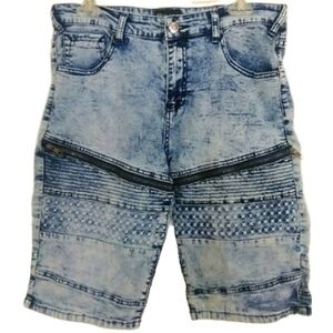 CJ Black Premium Zipper Embellished Casual Denim Streetwear Blue Jean Shorts